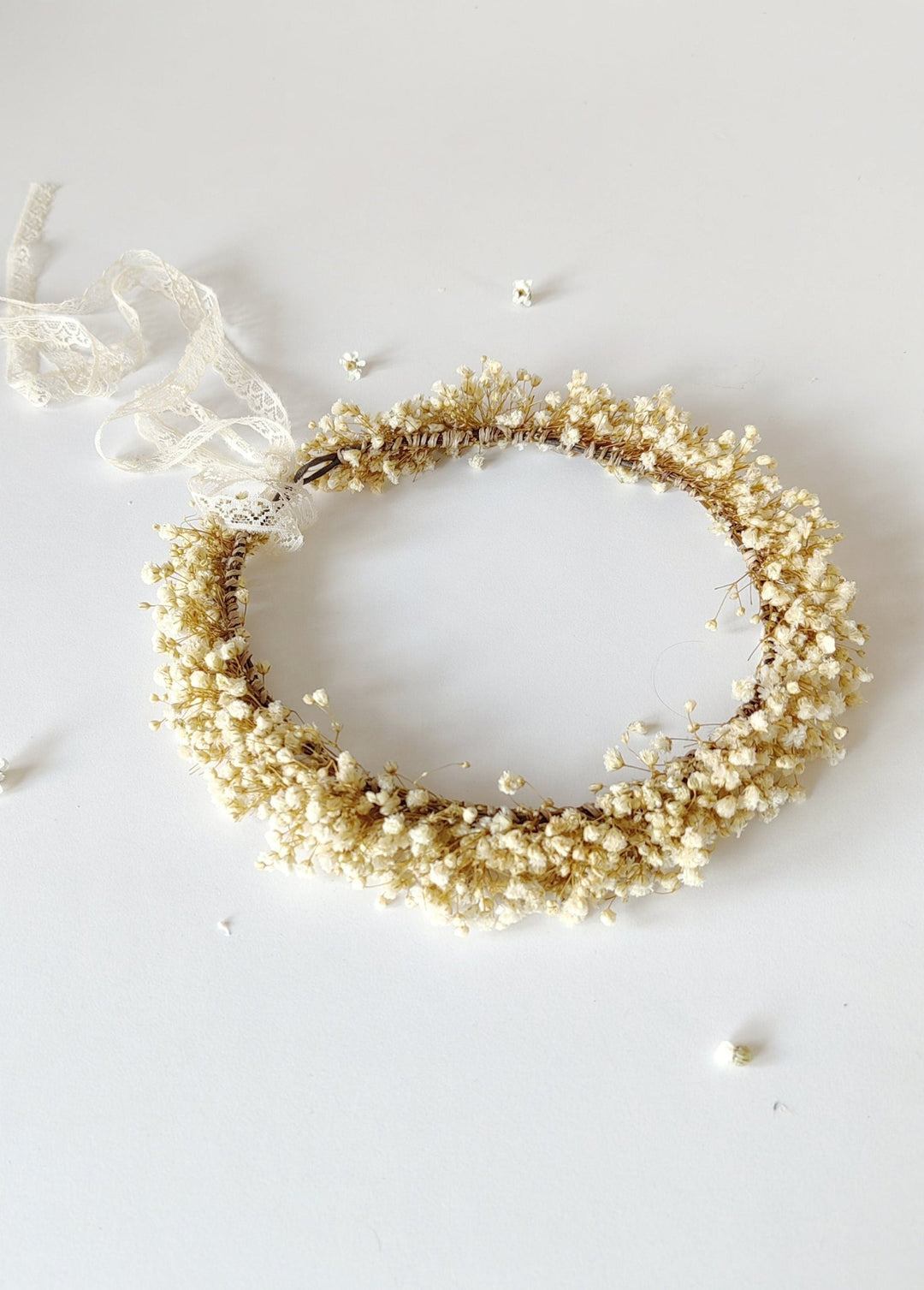 Preserved Baby's Breath Flower Crown: Natural Bridal Hair Wreath – handmade floral hair accessory by magaela