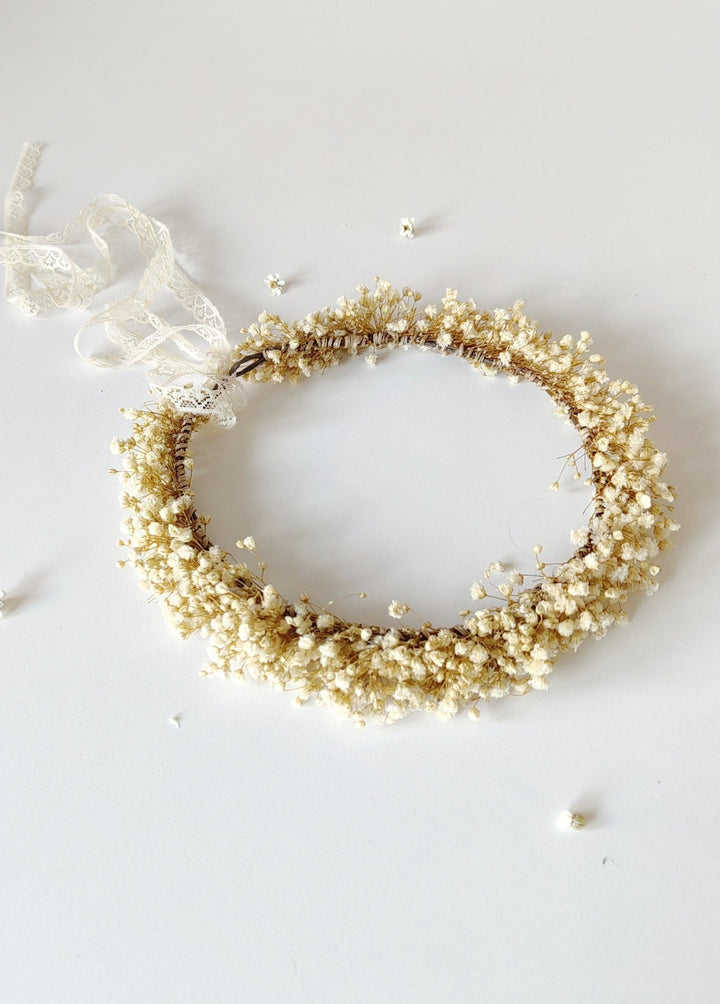 Preserved Baby's Breath Flower Crown: Natural Bridal Hair Wreath – handmade floral hair accessory by magaela