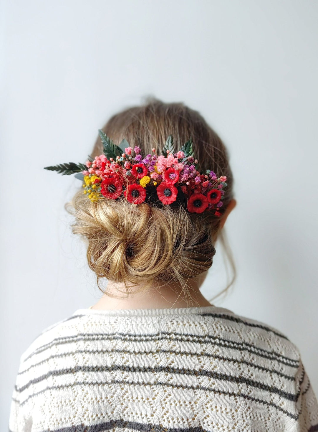 Floral Hair Pins: Folk Meadow Poppy Flower Bridal Hair Accessories – handmade floral hair accessory by magaela