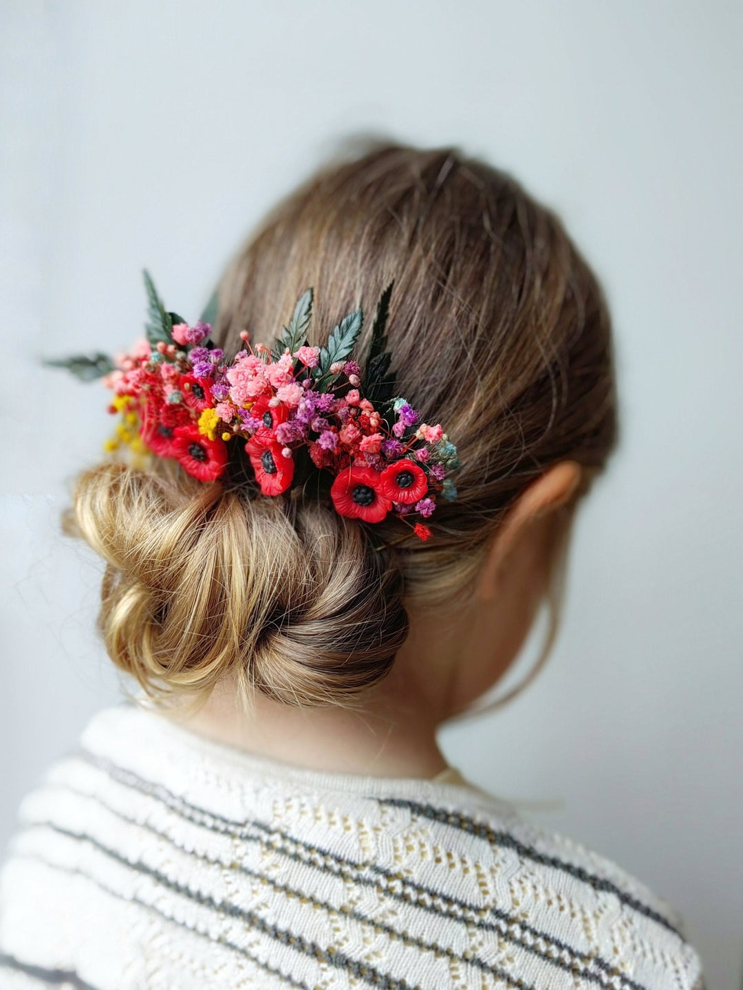 Floral Hair Pins: Folk Meadow Poppy Flower Bridal Hair Accessories – handmade floral hair accessory by magaela