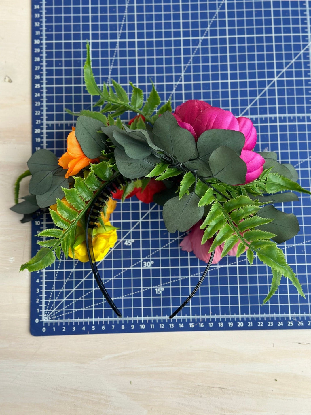 Frida Flower Headband: Colorful Bridal Hair Piece – handmade floral hair accessory by magaela