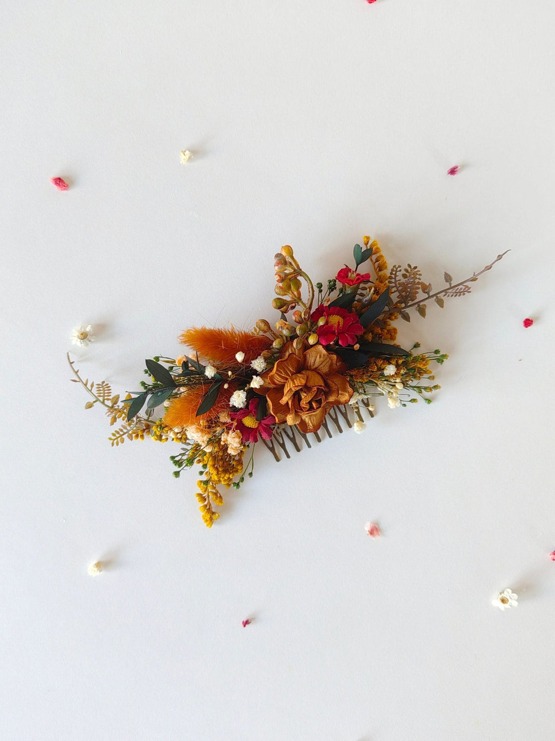 Autumn Flower Hair Comb: Burnt Orange Rustic Wedding Bridal Accessory – handmade floral hair accessory by magaela