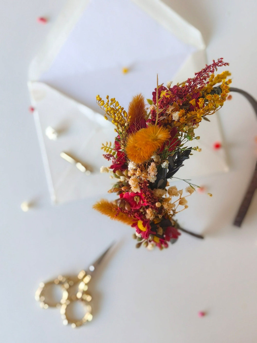 Terracotta Flower Headband: Autumn Wedding Boho Headpiece – handmade floral hair accessory by magaela