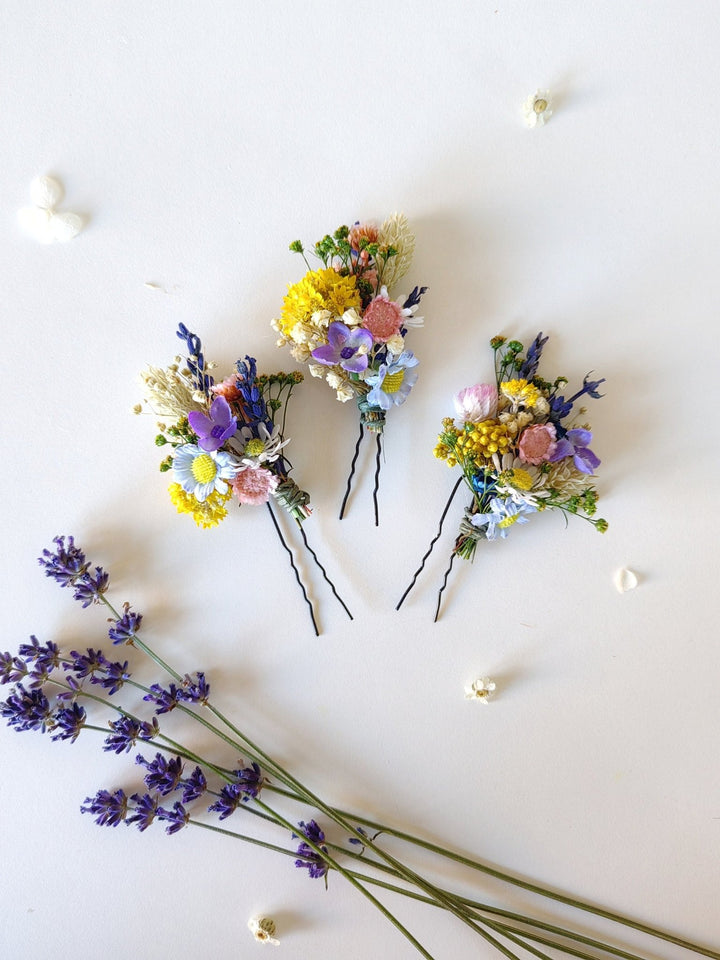 Wildflower Hairpins: Summer Wedding Bridal Hair Accessory – handmade floral hair accessory by magaela