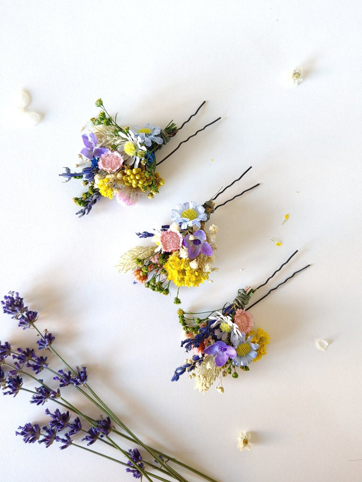 Wildflower Hairpins: Summer Wedding Bridal Hair Accessory – handmade floral hair accessory by magaela