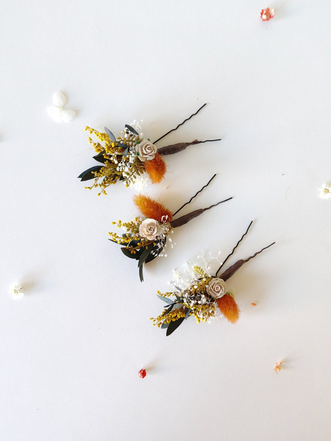 Terracotta Flower Hairpins: Autumn Wedding Bridal Hair Accessory – handmade floral hair accessory by magaela