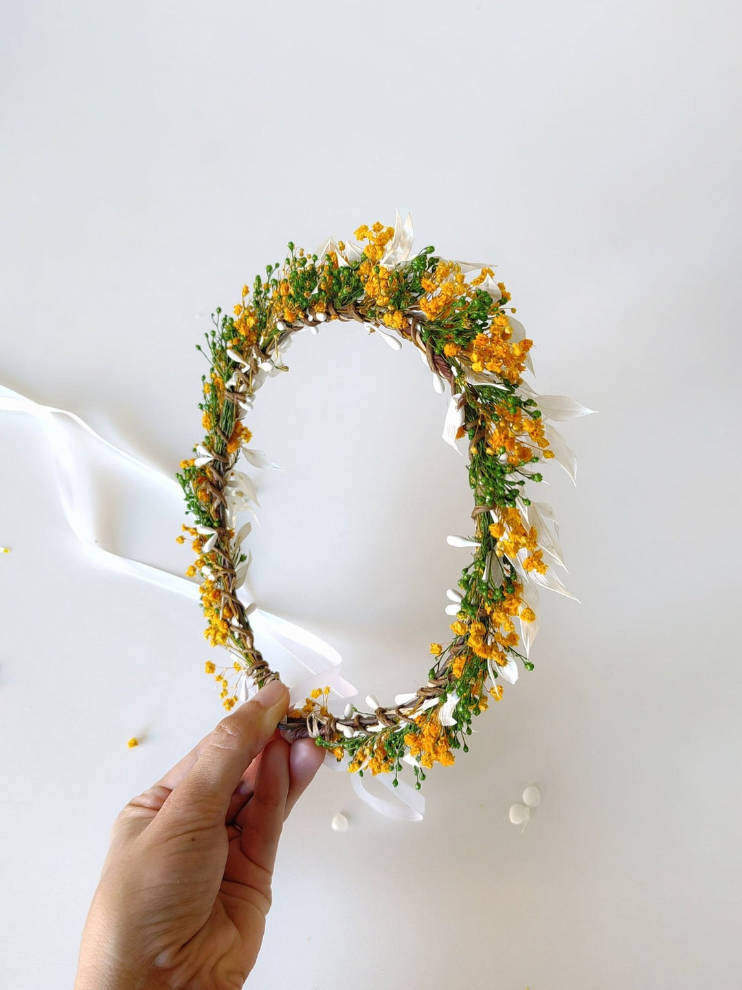Autumn Wedding Flower Crown: Orange Ivory Bridal Headpiece – handmade floral hair accessory by magaela