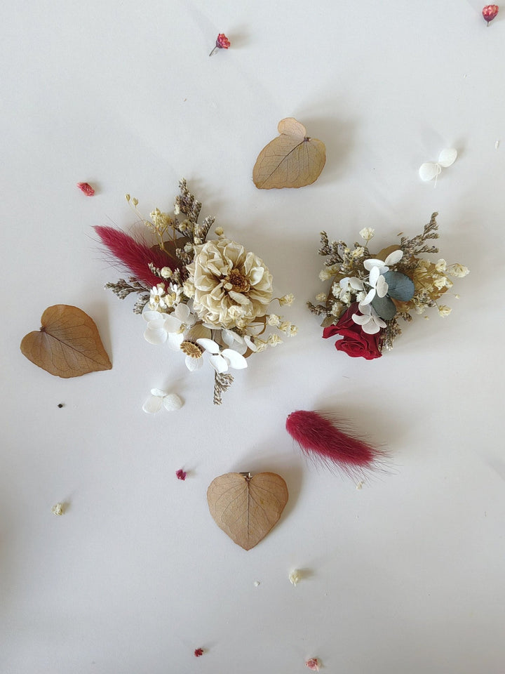 Autumn Wedding Flower Hair Clip Set: Preserved Rustic Hair Accessories – handmade floral hair accessory by magaela