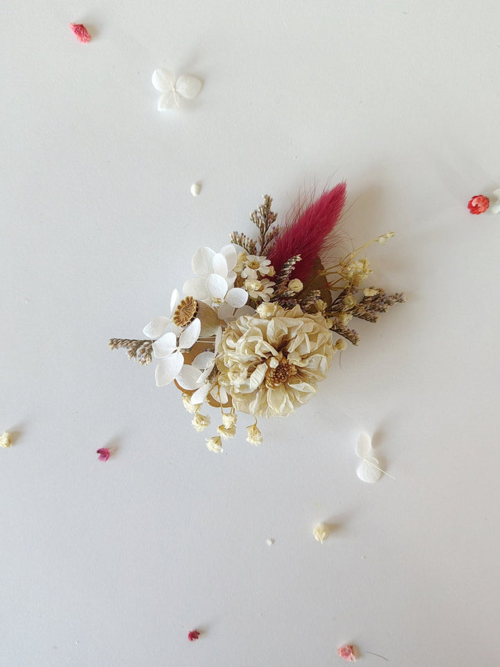 Autumn Wedding Flower Hair Clip Set: Preserved Rustic Hair Accessories – handmade floral hair accessory by magaela