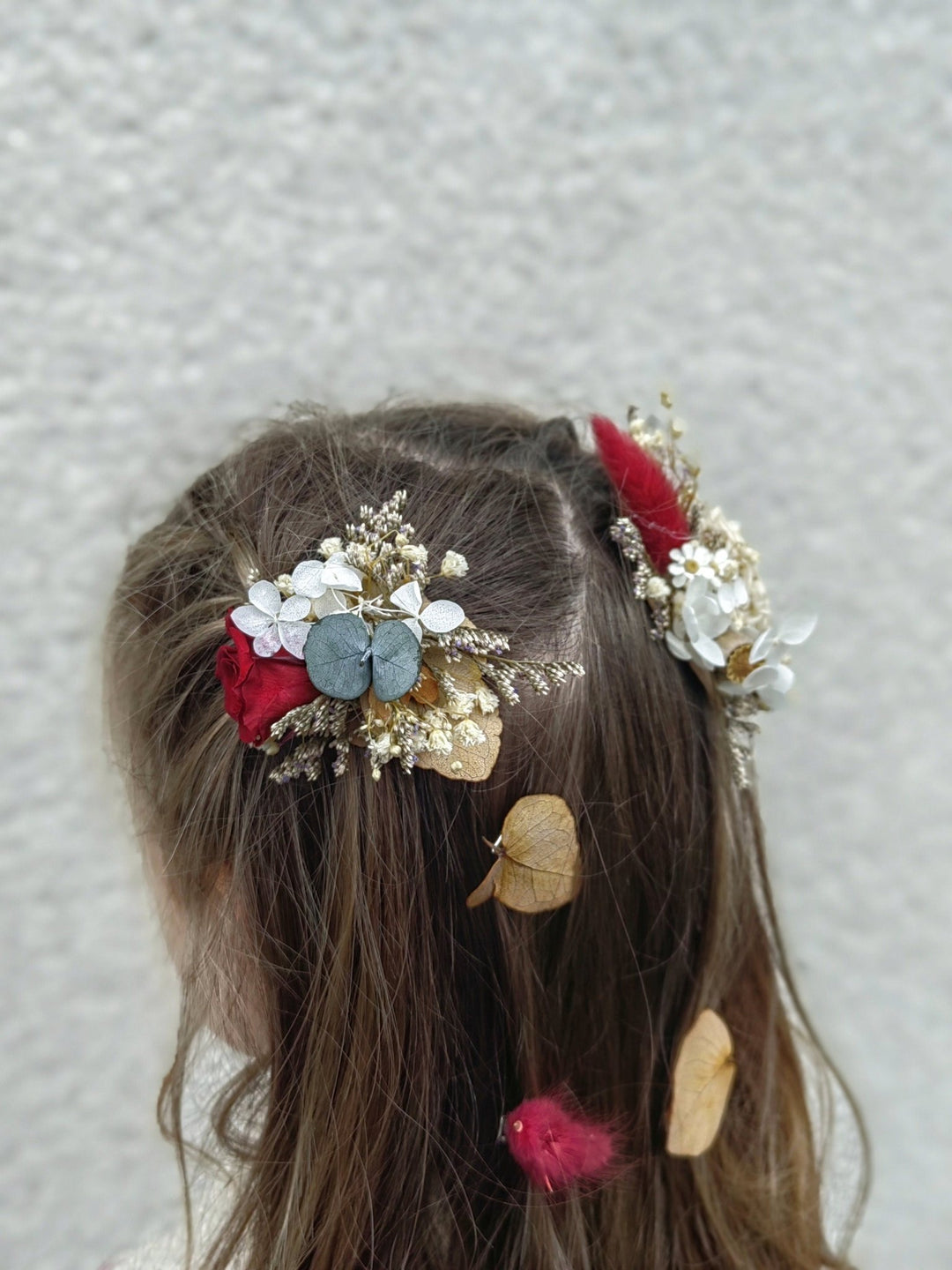 Autumn Wedding Flower Hair Clip Set: Preserved Rustic Hair Accessories – handmade floral hair accessory by magaela