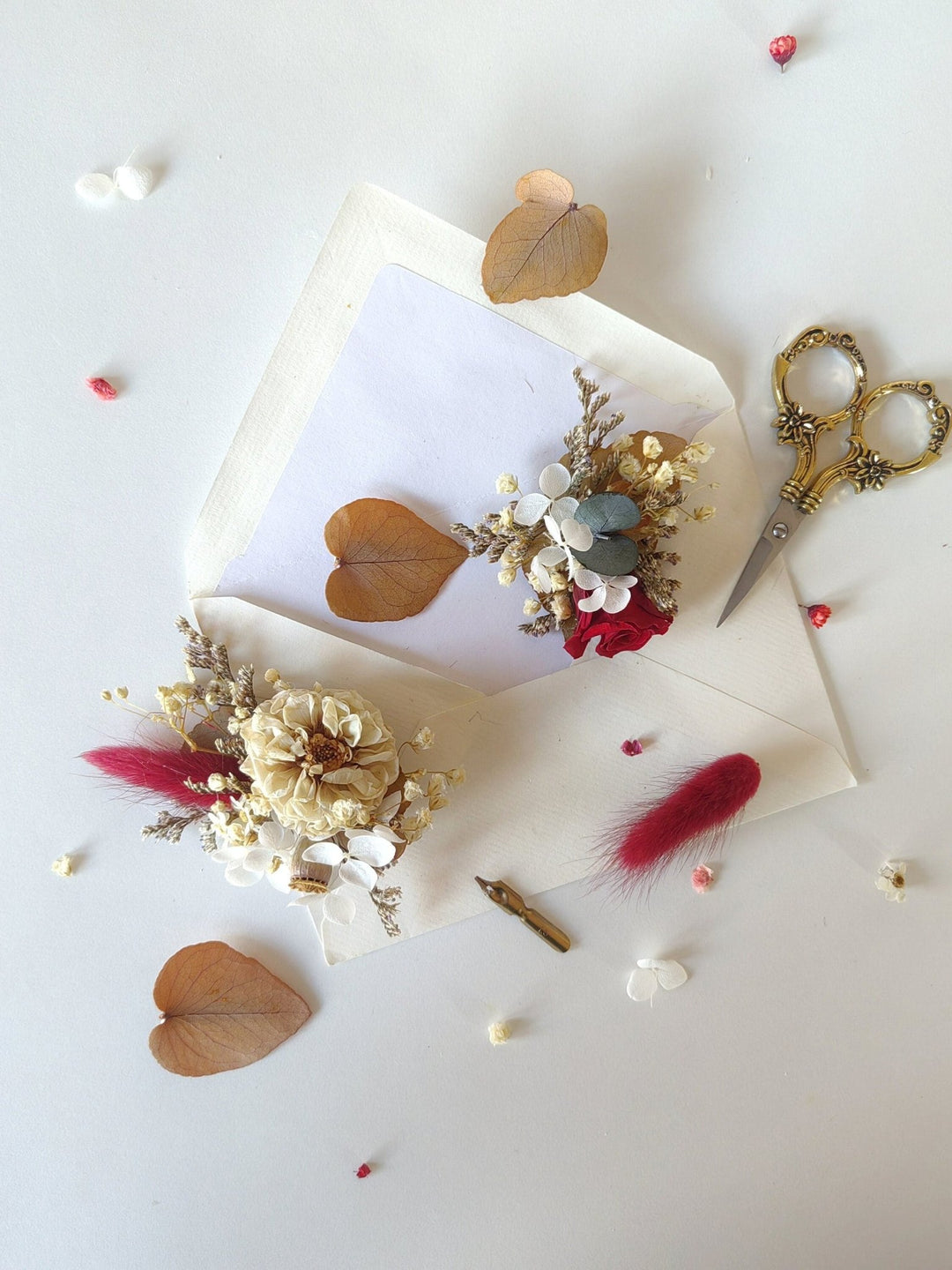 Autumn Wedding Flower Hair Clip Set: Preserved Rustic Hair Accessories – handmade floral hair accessory by magaela