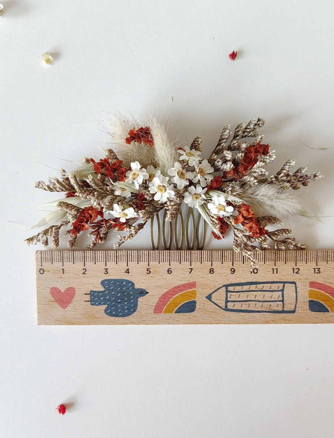 Terracotta Wedding Flower Set: Rustic Autumn Wreath, Bracelet & Hair Comb – handmade floral hair accessory by magaela