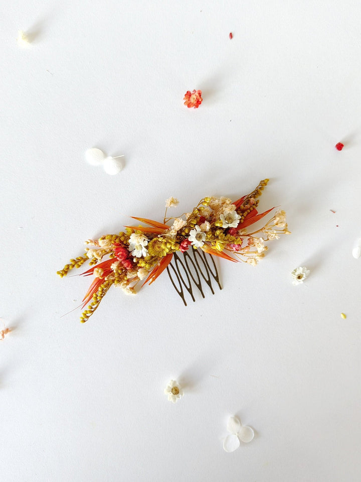 Rustic Autumn Wedding Flower Set: Preserved Bridal Hair Accessories – handmade floral hair accessory by magaela