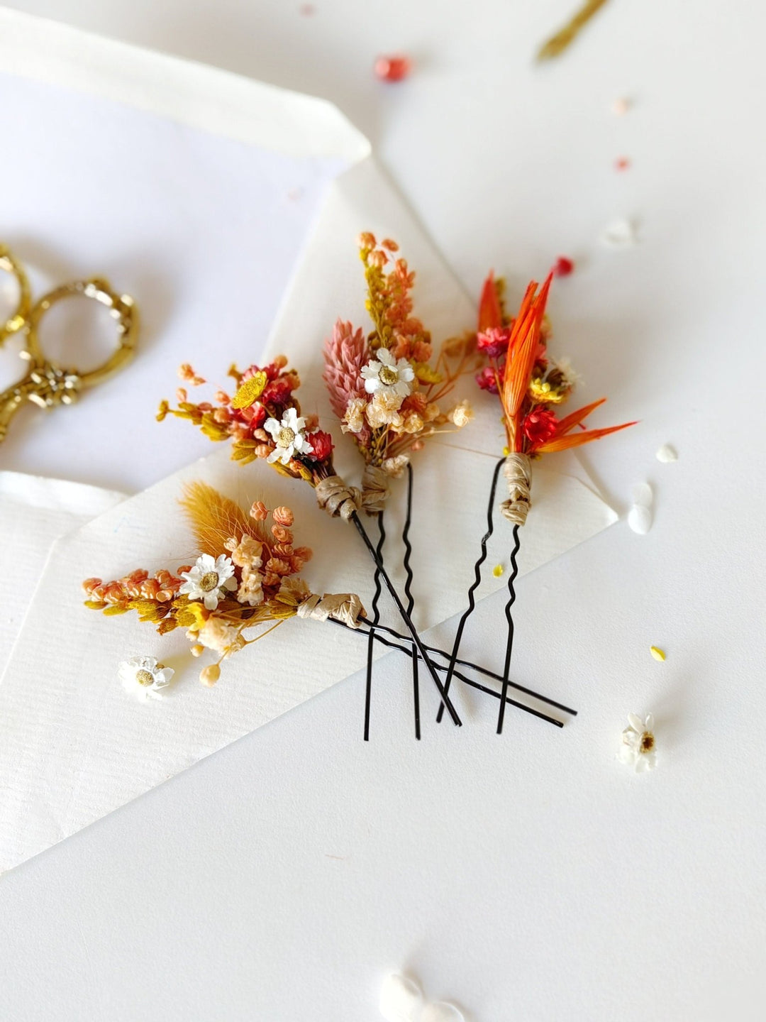 Rustic Autumn Wedding Flower Set: Preserved Bridal Hair Accessories – handmade floral hair accessory by magaela