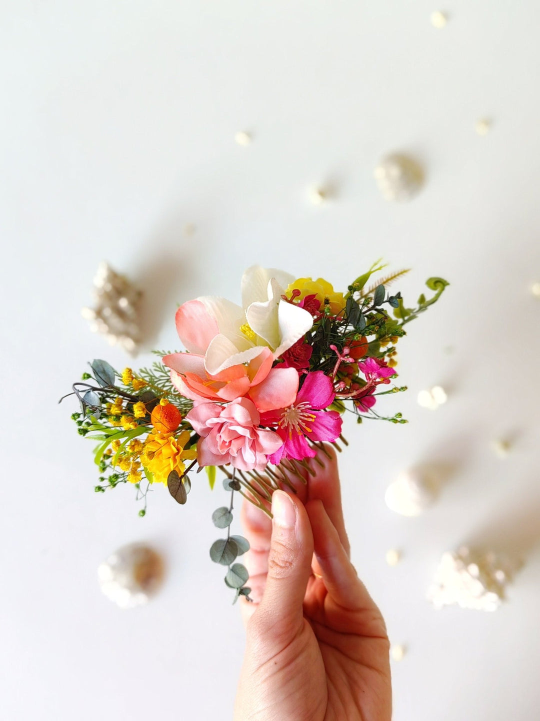 Tropical Wedding Flower Accessory Set: Plumeria Hair Comb & Boutonniere – handmade floral hair accessory by magaela