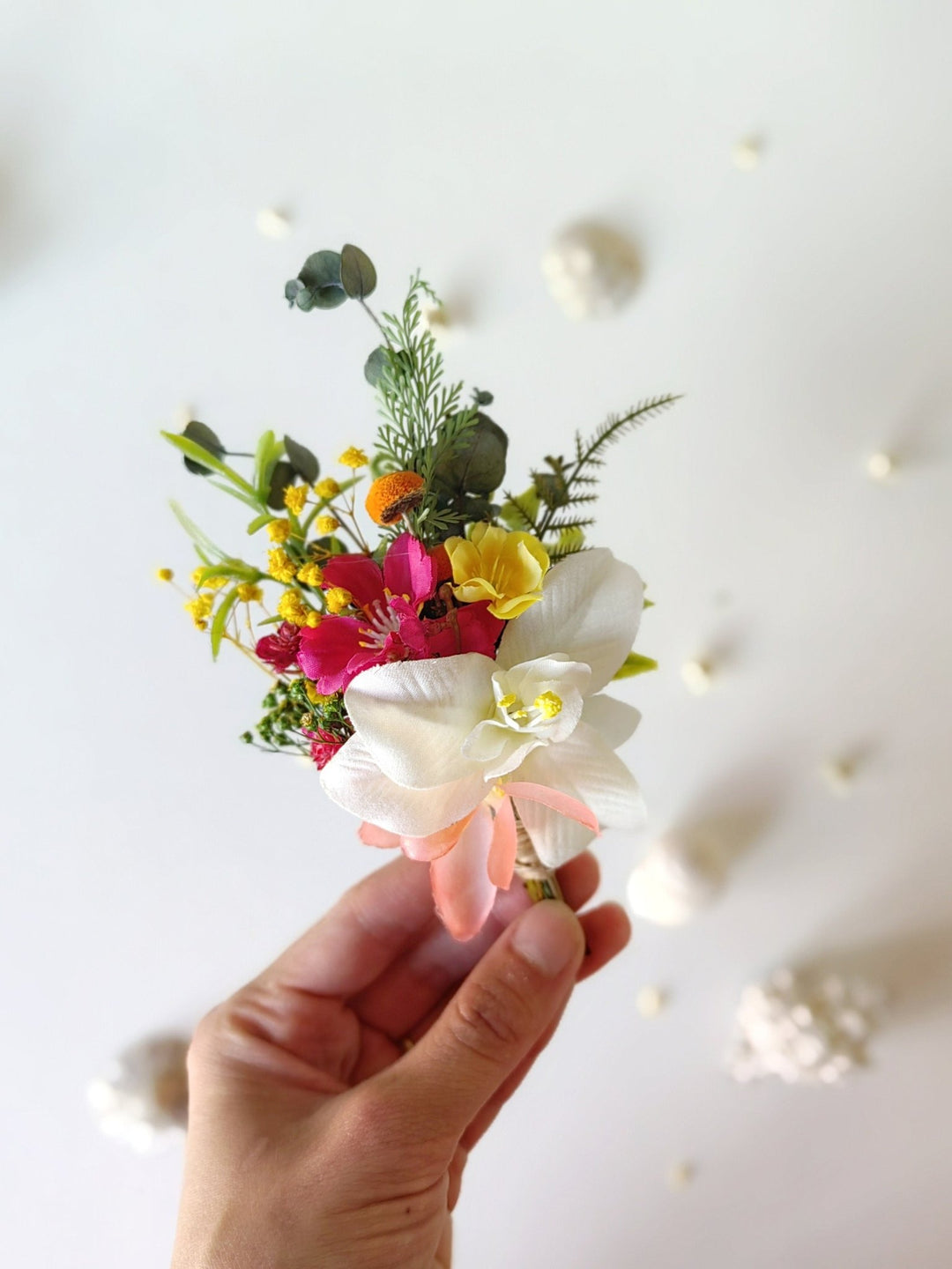 Tropical Wedding Flower Accessory Set: Plumeria Hair Comb & Boutonniere – handmade floral hair accessory by magaela