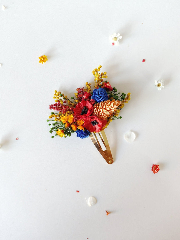 Folk Wedding Flower Set: Poppy Hair Comb, Earrings & Shoe Clips – handmade floral hair accessory by magaela
