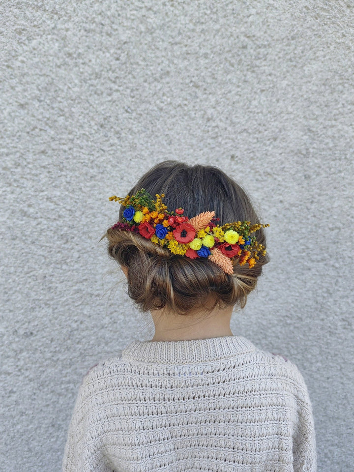 Folk Wedding Flower Set: Poppy Hair Comb, Earrings & Shoe Clips – handmade floral hair accessory by magaela