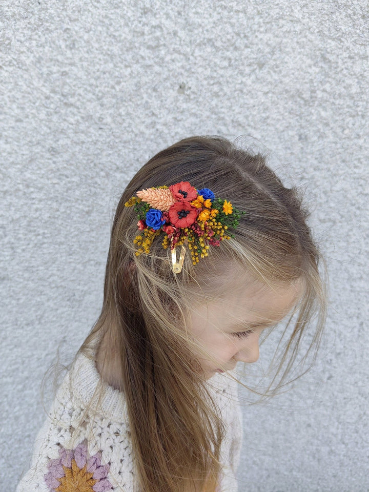 Folk Wedding Flower Set: Poppy Hair Comb, Earrings & Shoe Clips – handmade floral hair accessory by magaela