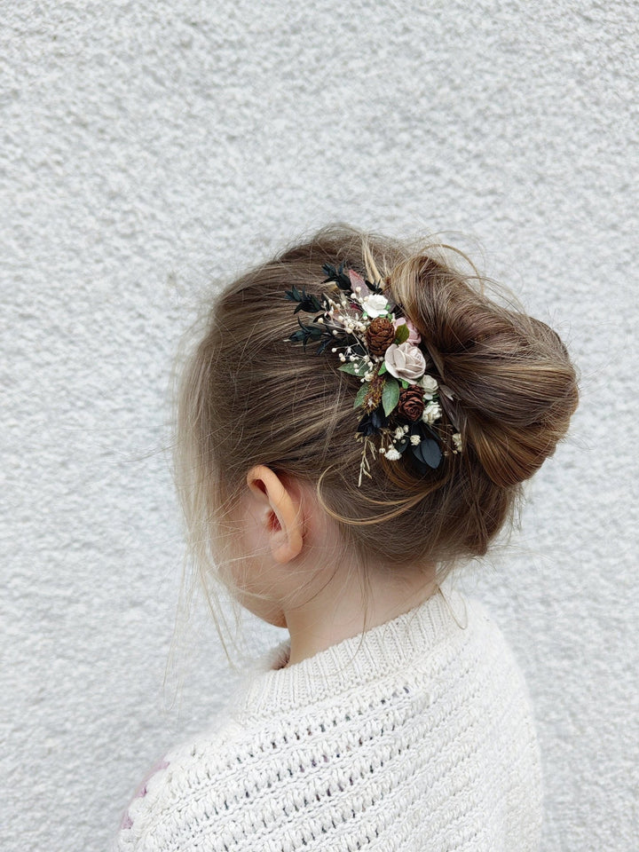 Woodland Wedding Flower Hair Comb Set: Rustic Pine Cone Hair Accessories – handmade floral hair accessory by magaela