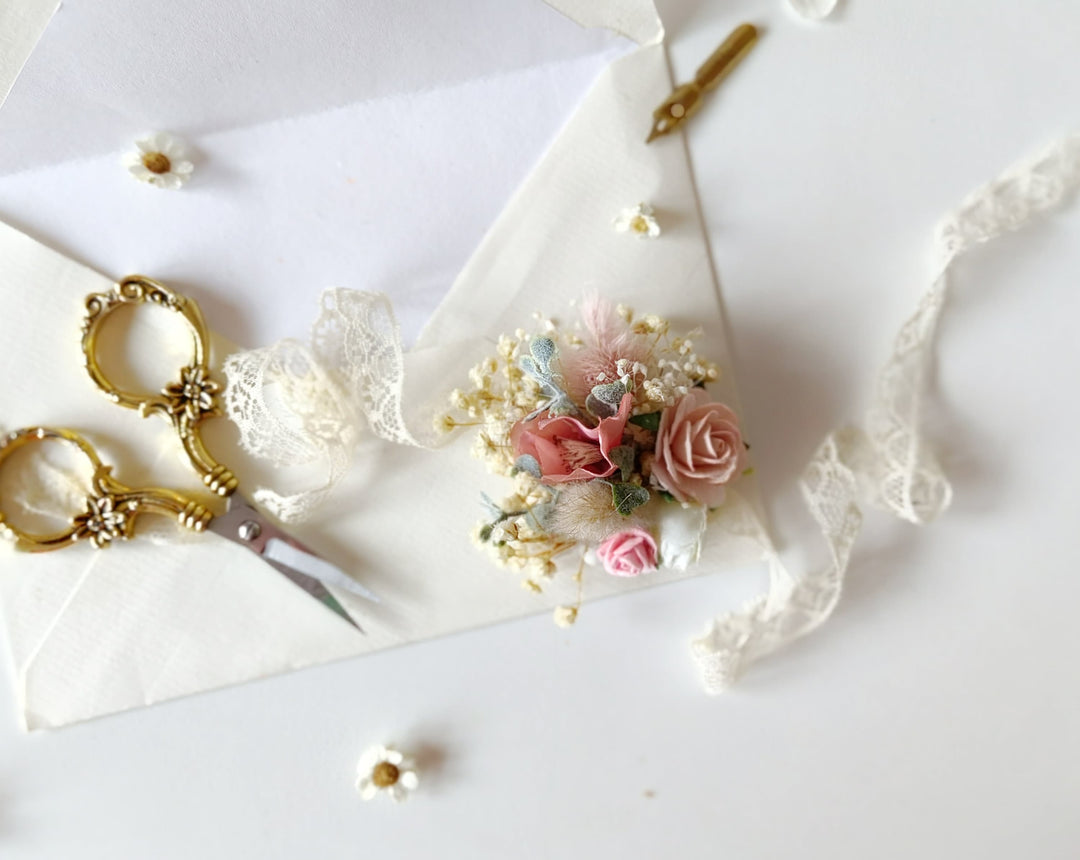 Pale Pink Flower Bracelet: Lace Bridal Accessories – handmade floral hair accessory by magaela