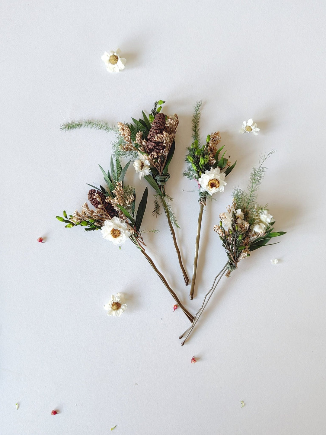 Woodland Flower Hair Pins: Rustic Wedding Bridal Hair Accessories – handmade floral hair accessory by magaela