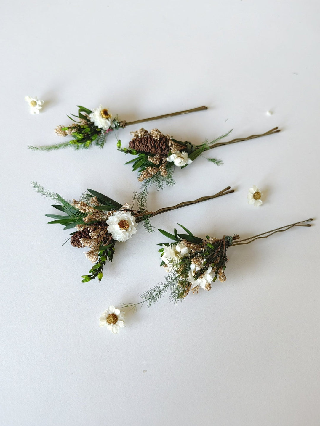 Woodland Flower Hair Pins: Rustic Wedding Bridal Hair Accessories – handmade floral hair accessory by magaela
