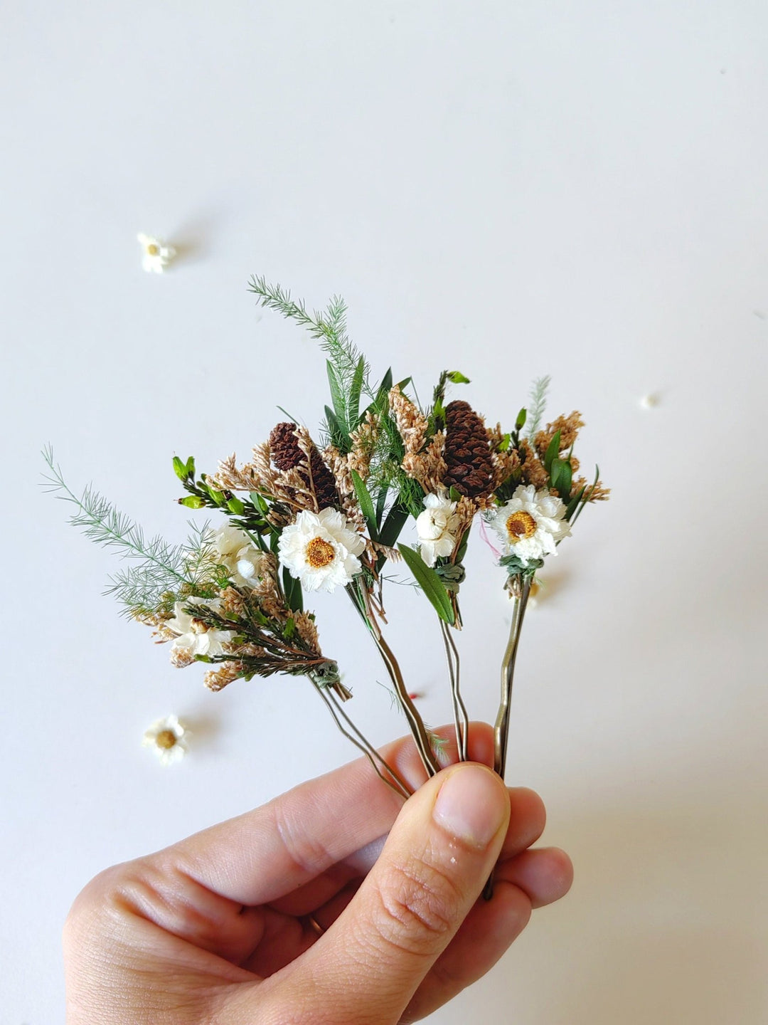 Woodland Flower Hair Pins: Rustic Wedding Bridal Hair Accessories – handmade floral hair accessory by magaela
