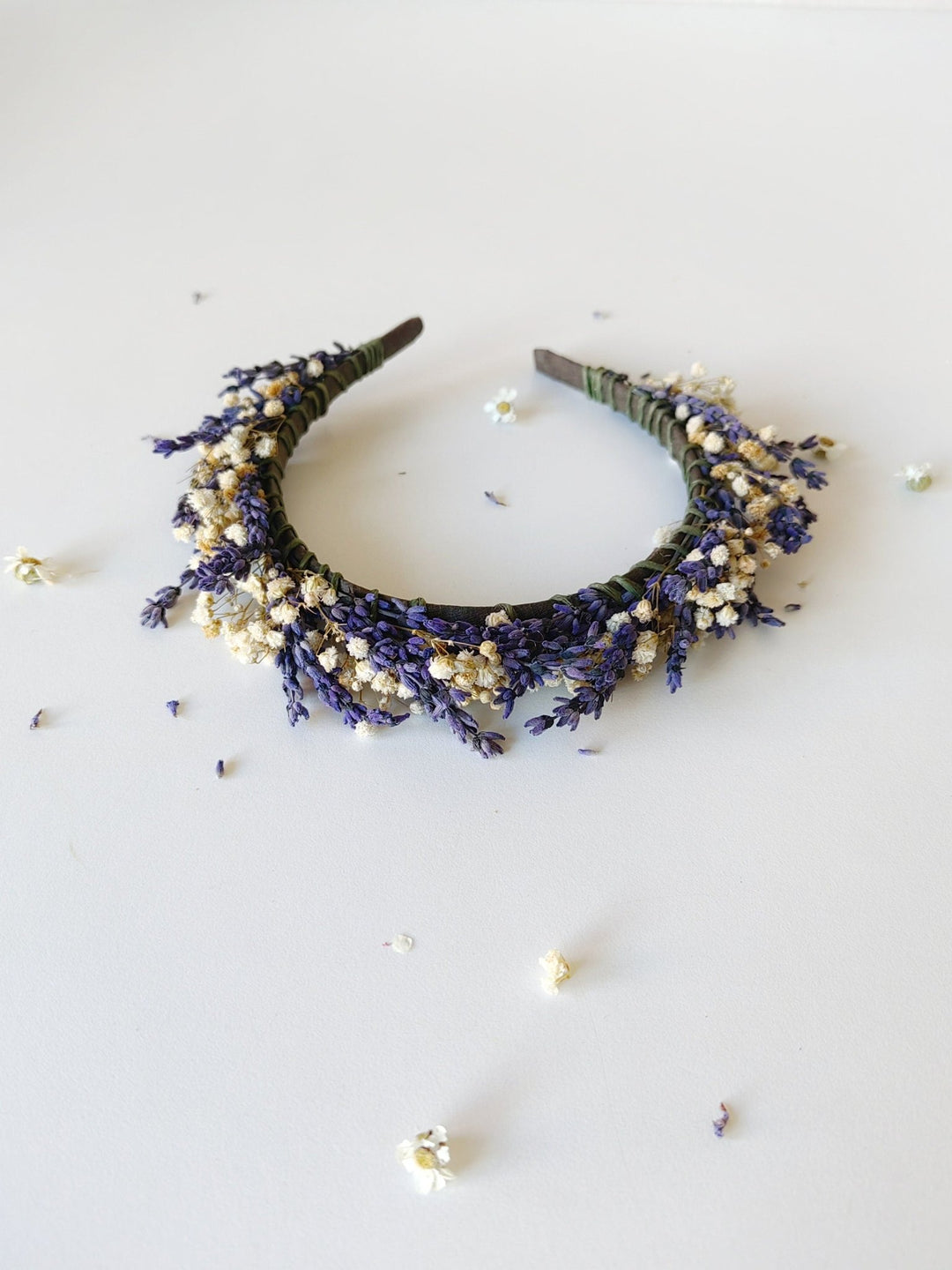 Lavender Bridal Flower Crown: Preserved Baby's Breath Headpiece – handmade floral hair accessory by magaela