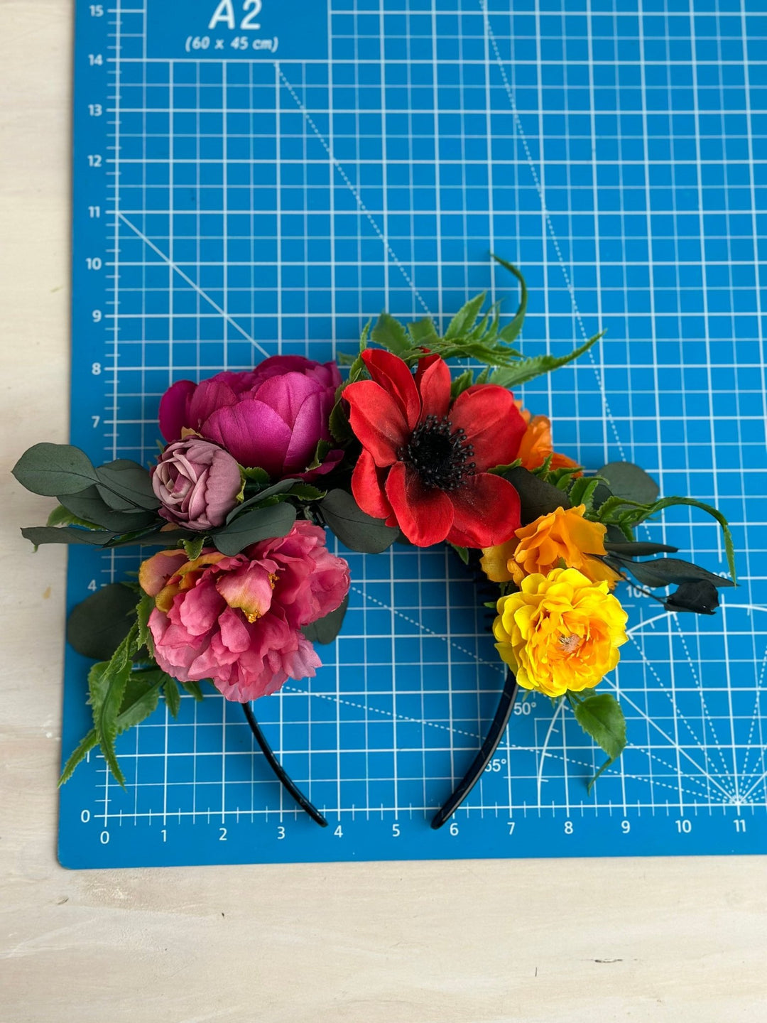 Frida Flower Headband: Colorful Bridal Hair Piece – handmade floral hair accessory by magaela