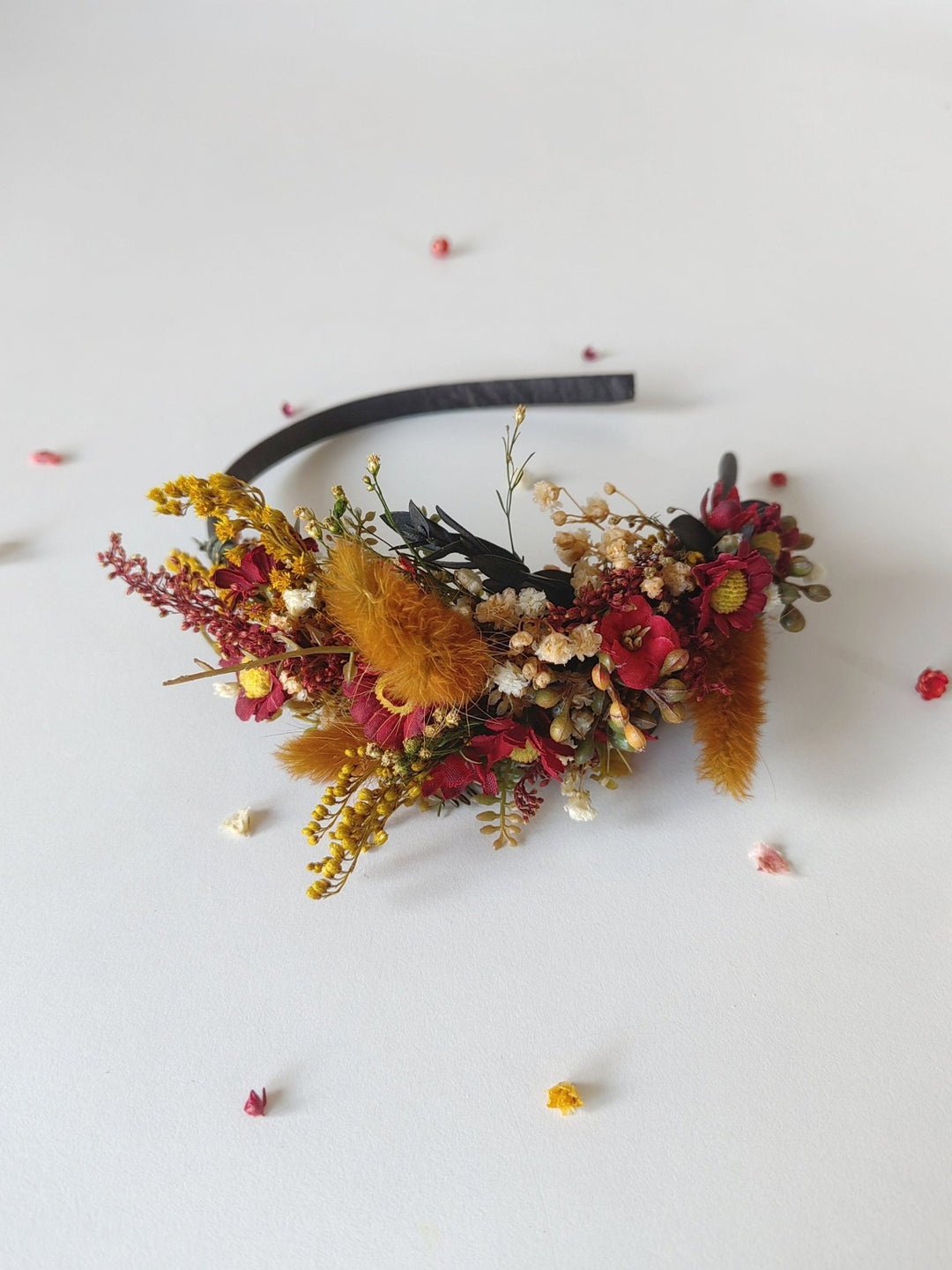 Terracotta Flower Headband: Autumn Wedding Boho Headpiece – handmade floral hair accessory by magaela