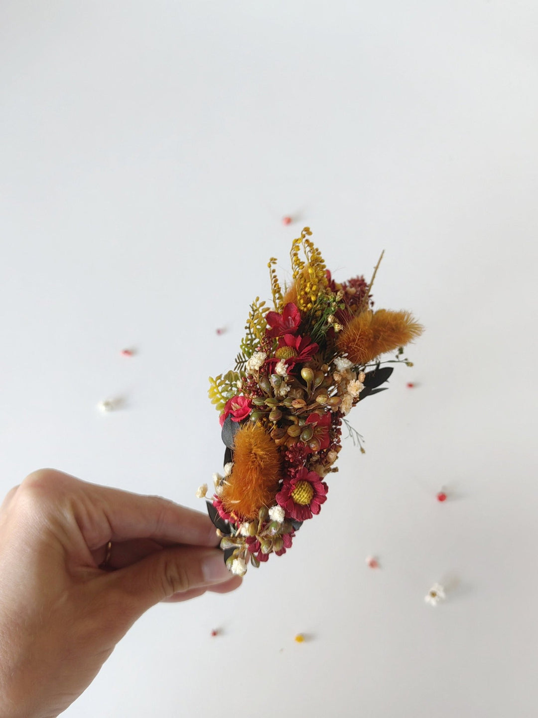 Terracotta Flower Headband: Autumn Wedding Boho Headpiece – handmade floral hair accessory by magaela