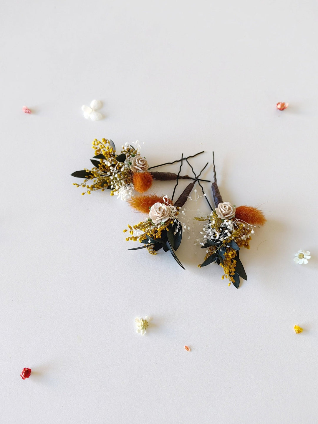 Terracotta Flower Hairpins: Autumn Wedding Bridal Hair Accessory – handmade floral hair accessory by magaela