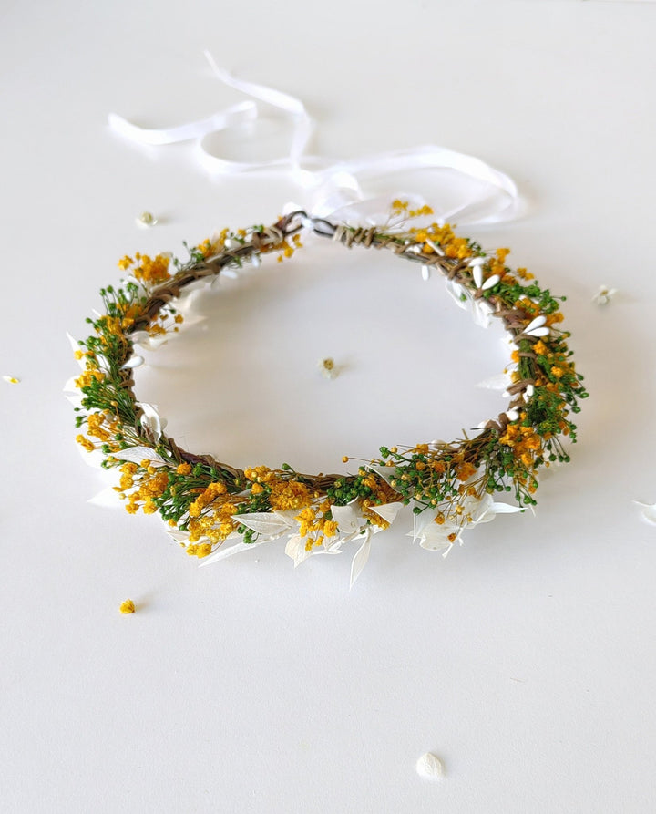 Autumn Wedding Flower Crown: Orange Ivory Bridal Headpiece – handmade floral hair accessory by magaela