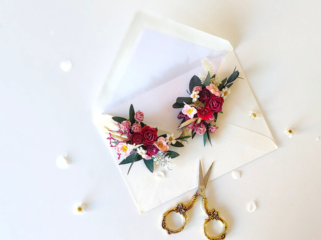 Handmade Flower Shoe Clips: Romantic Bridal Accessory – handmade floral hair accessory by magaela