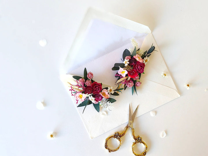 Handmade Flower Shoe Clips: Romantic Bridal Accessory – handmade floral hair accessory by magaela