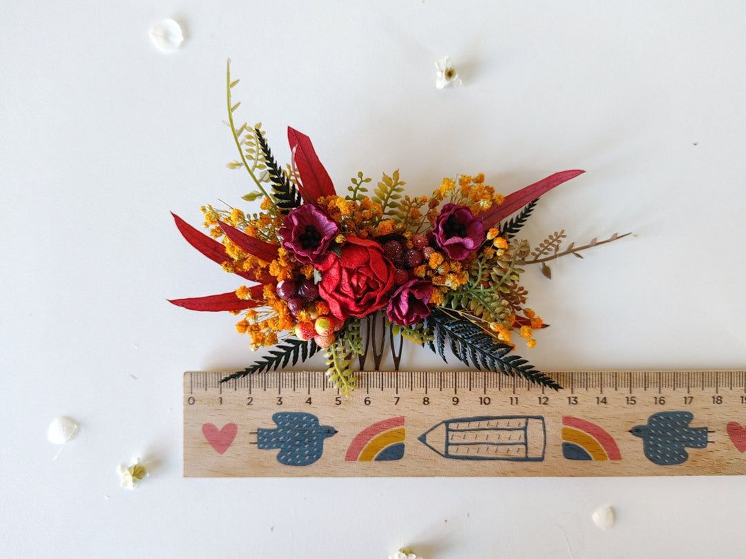 Autumn Flower Hair Comb: Handmade Bridal Hair Accessory – handmade floral hair accessory by magaela