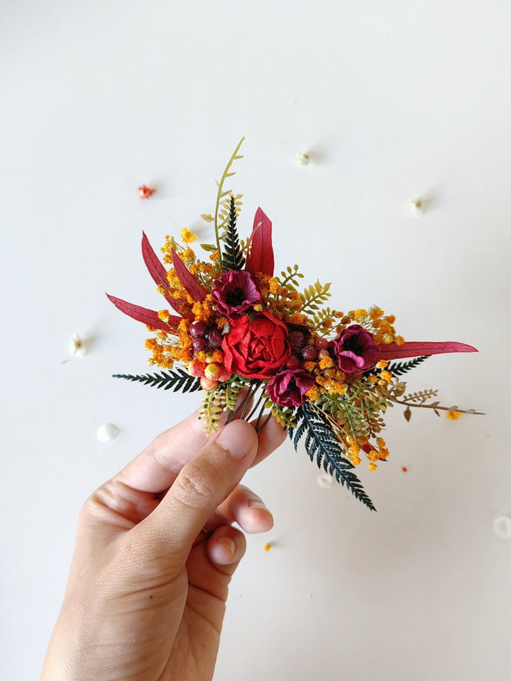 Autumn Flower Hair Comb: Handmade Bridal Hair Accessory – handmade floral hair accessory by magaela