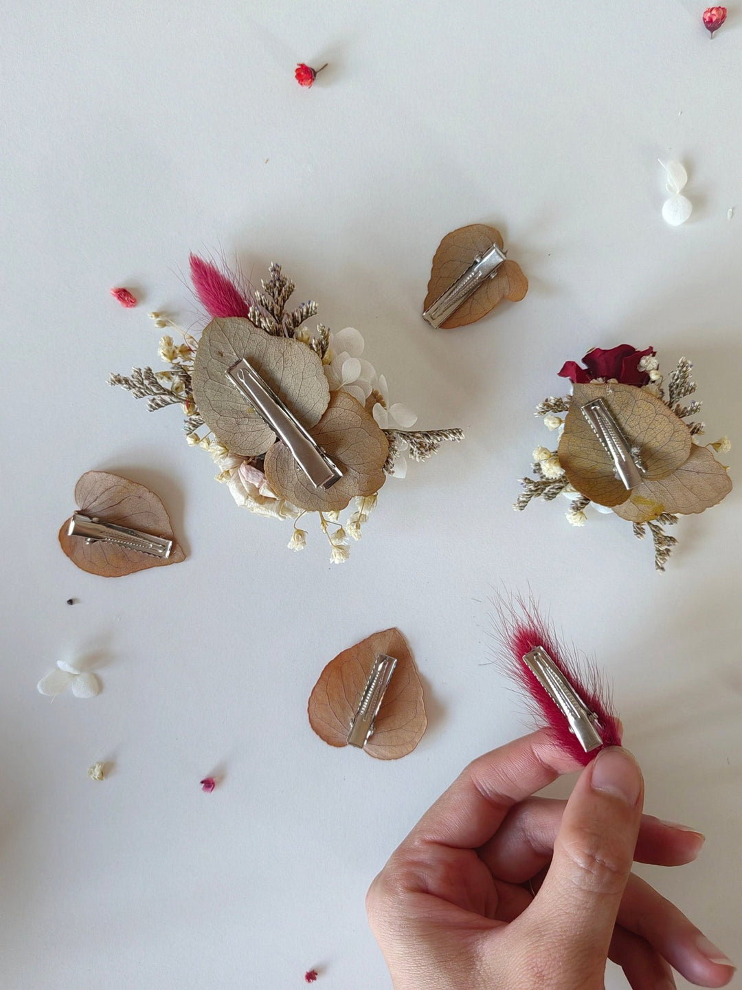 Autumn Wedding Flower Hair Clip Set: Preserved Rustic Hair Accessories – handmade floral hair accessory by magaela