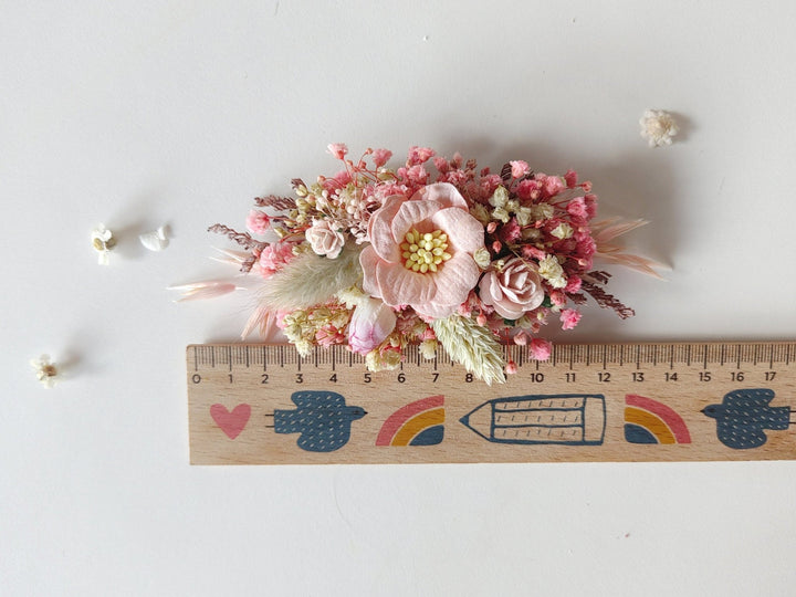 Blush Pink Flower Bridal Comb: Boho Wedding Hair Piece – handmade floral hair accessory by magaela