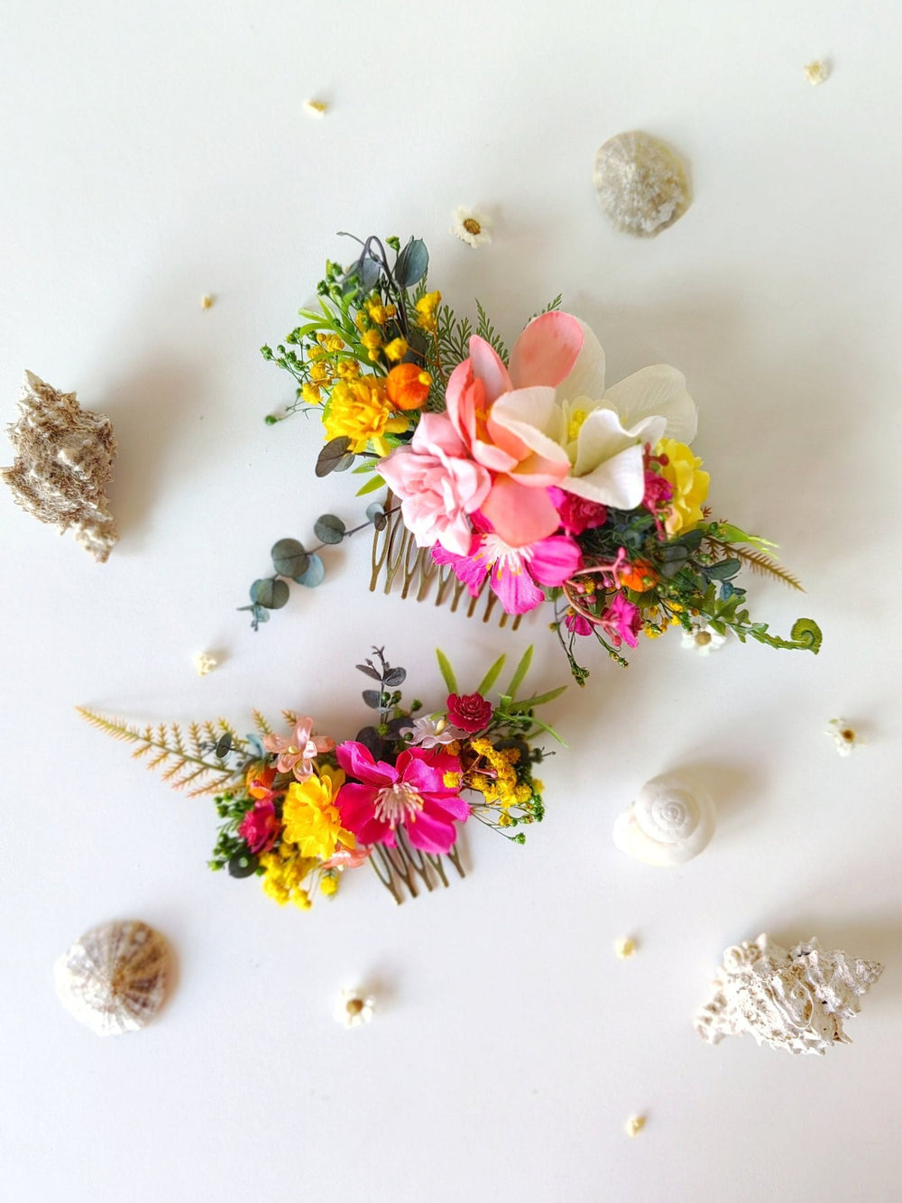 Tropical Wedding Flower Accessory Set: Plumeria Hair Comb & Boutonniere – handmade floral hair accessory by magaela