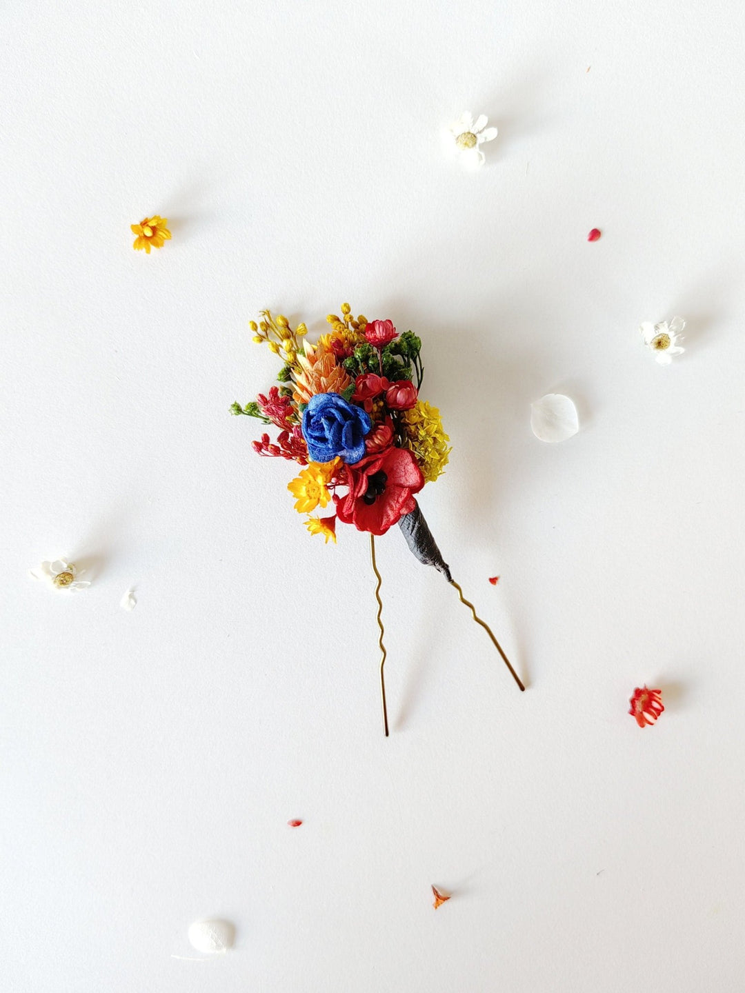 Folk Wedding Flower Set: Poppy Hair Comb, Earrings & Shoe Clips – handmade floral hair accessory by magaela