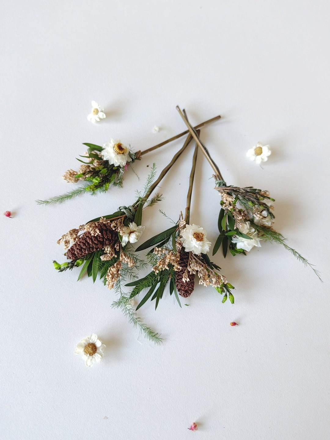 Woodland Flower Hair Pins: Rustic Wedding Bridal Hair Accessories – handmade floral hair accessory by magaela