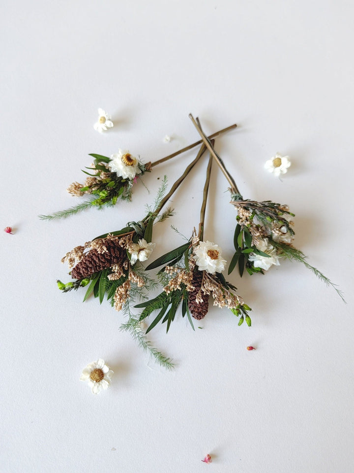 Woodland Flower Hair Pins: Rustic Wedding Bridal Hair Accessories – handmade floral hair accessory by magaela