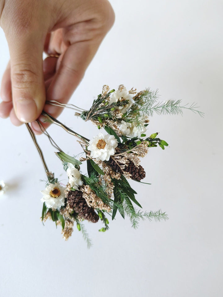 Woodland Flower Hair Pins: Rustic Wedding Bridal Hair Accessories – handmade floral hair accessory by magaela