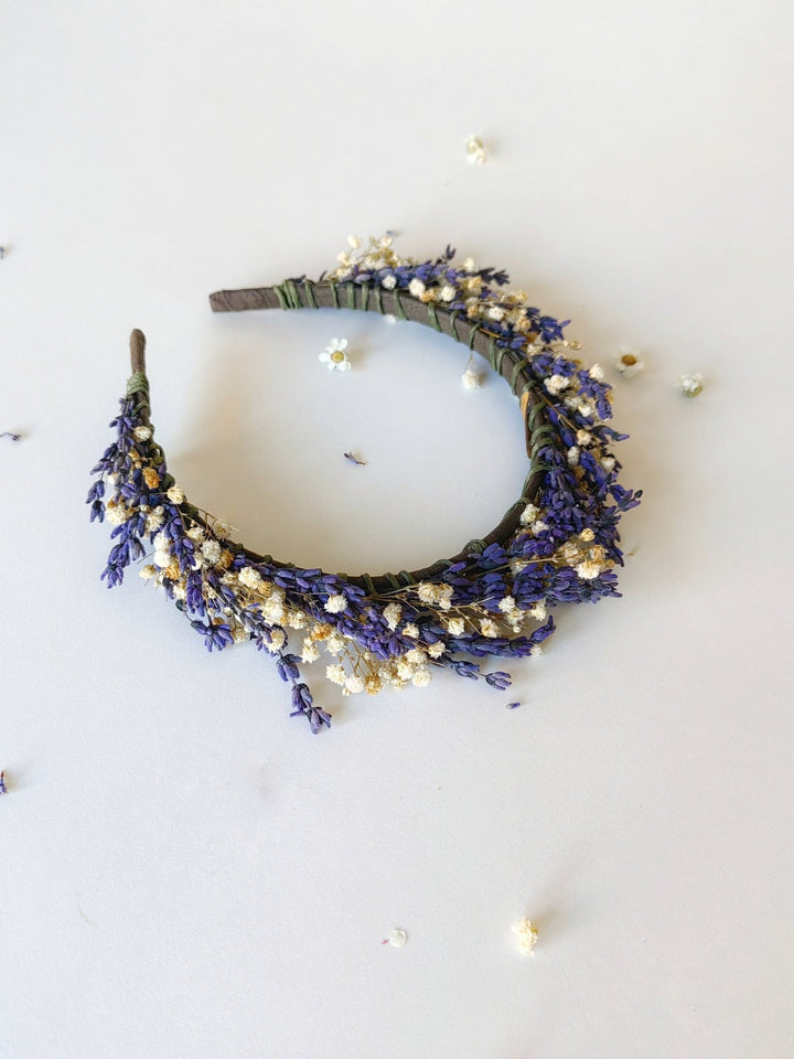 Lavender Bridal Flower Crown: Preserved Baby's Breath Headpiece – handmade floral hair accessory by magaela