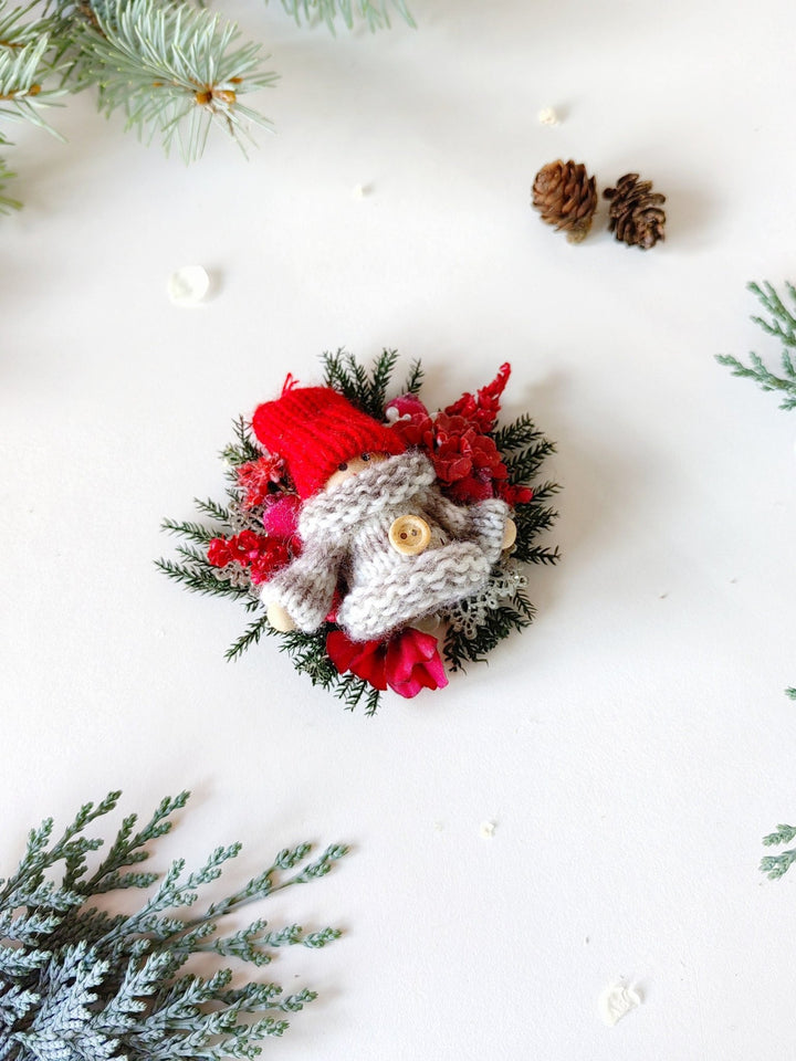 Christmas Doll Brooch: Winter Flower Pin, Xmas Gift – handmade floral hair accessory by magaela