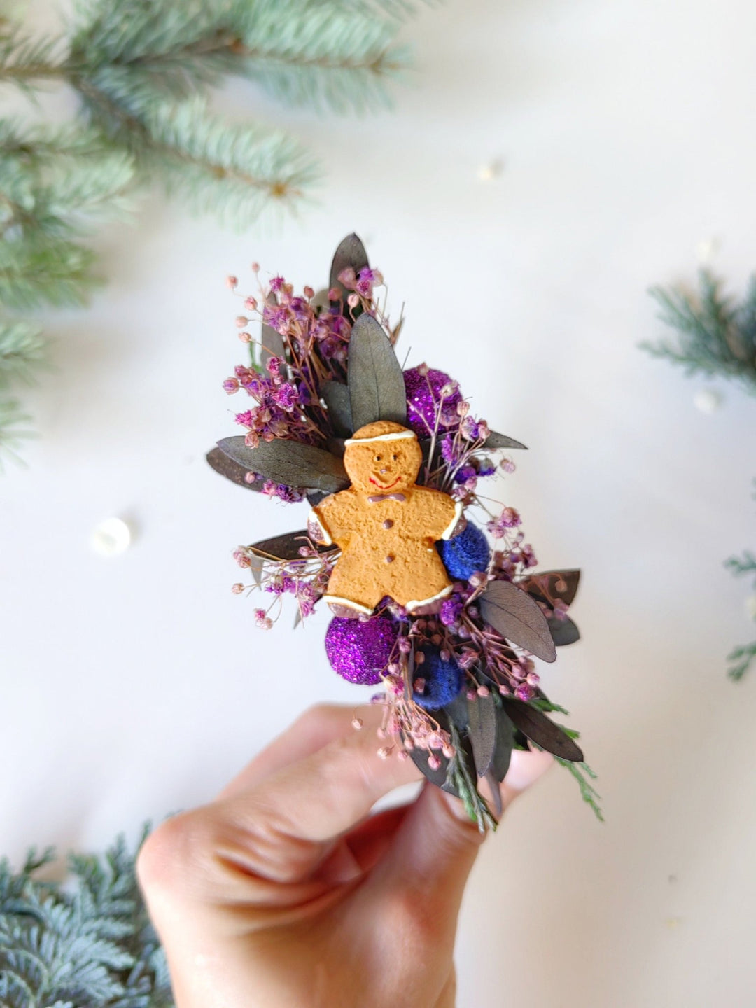 Purple Christmas Headband: Gingerbread Party Hair Accessory – handmade floral hair accessory by magaela