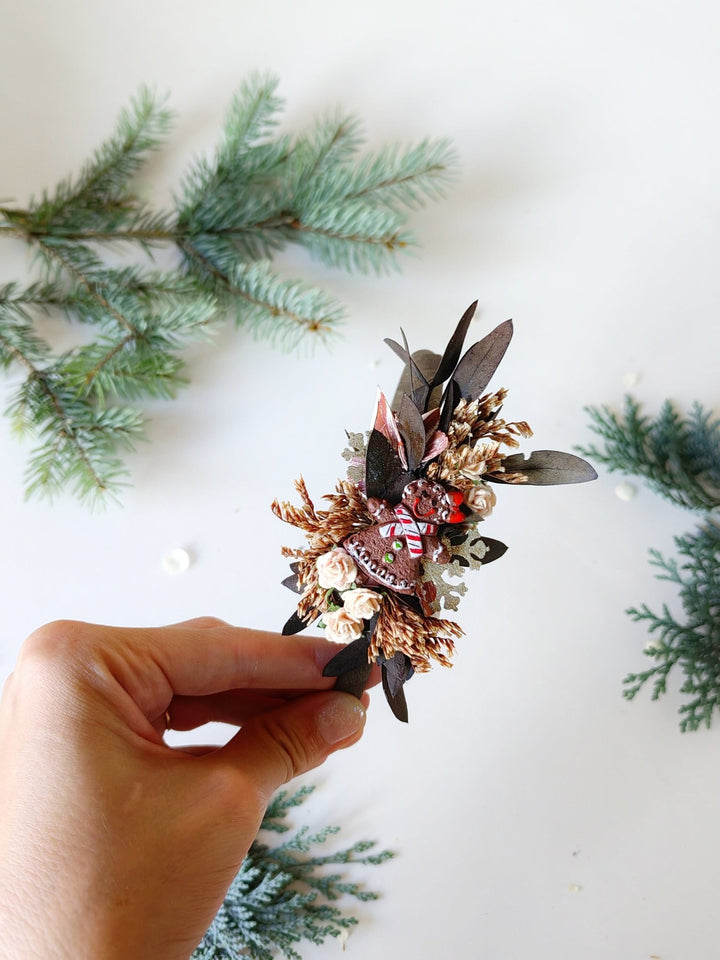 Gingerbread Christmas Headband: Powder Tone Winter Flower Accessory – handmade floral hair accessory by magaela