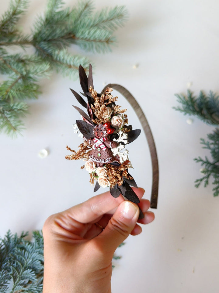 Gingerbread Christmas Headband: Powder Tone Winter Flower Accessory – handmade floral hair accessory by magaela